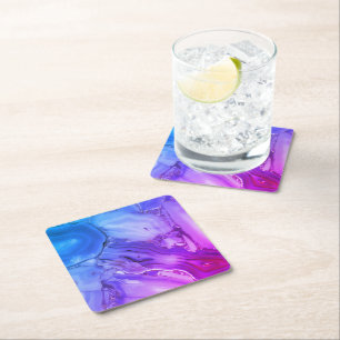 Exotic Purple Marble  Square Paper Coaster
