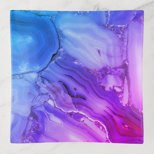 Exotic Purple Marble  Trinket Tray (Front)