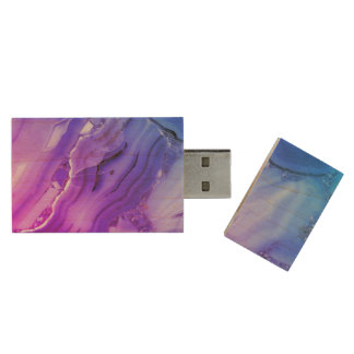 Exotic Purple Marble  Wood Flash Drive