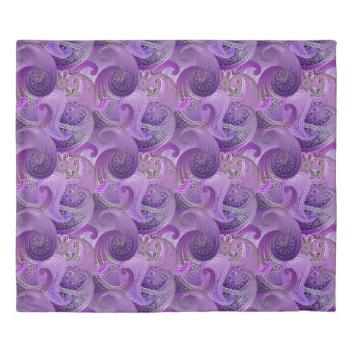 Exotic Purple Paisley Boho Damask Pattern Duvet Cover