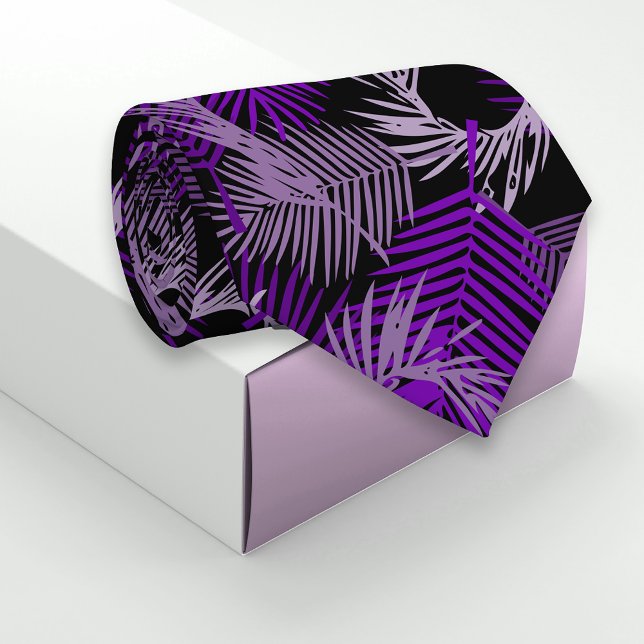 Exotic Purple Palm Leaves Tropical Botanical Neck Tie (Creator Uploaded)