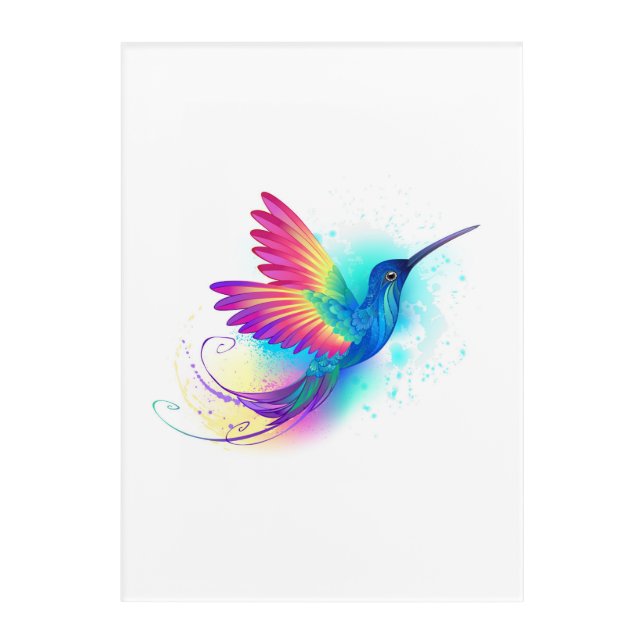 Exotic Rainbow Hummingbird Acrylic Print (Front)