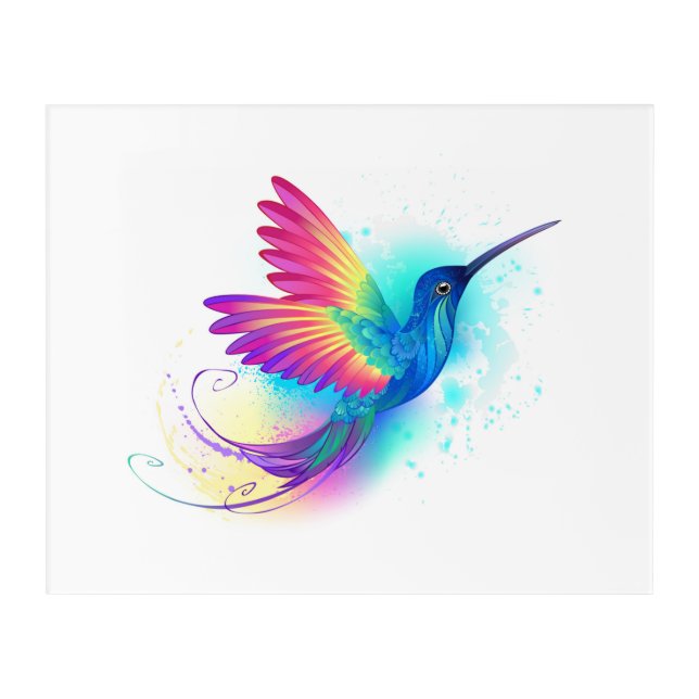 Exotic Rainbow Hummingbird Acrylic Print (Front)