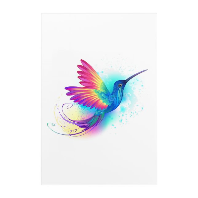 Exotic Rainbow Hummingbird Acrylic Print (Front)