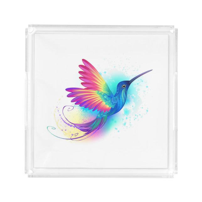 Exotic Rainbow Hummingbird Acrylic Tray (Front)