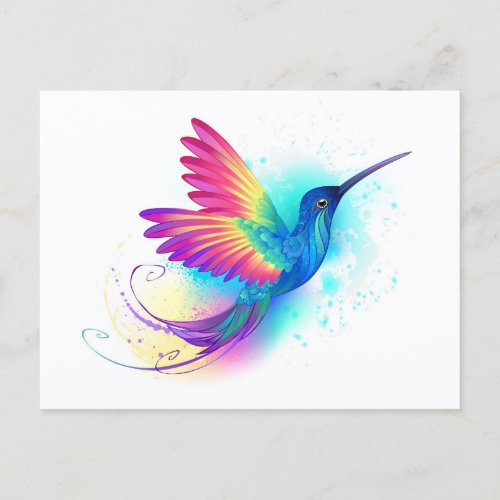 Exotic Rainbow Hummingbird Announcement Postcard