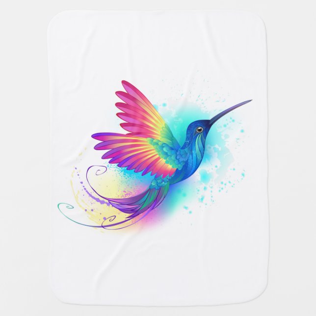 Exotic Rainbow Hummingbird Baby Blanket (Front)
