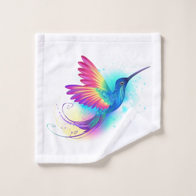 Exotic Rainbow Hummingbird Bath Towel Set (Wash Cloth)