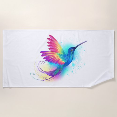 Exotic Rainbow Hummingbird Beach Towel