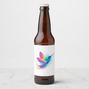 Exotic Rainbow Hummingbird Beer Bottle Label