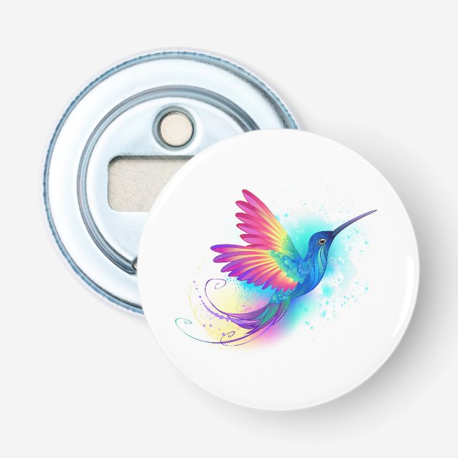 Exotic Rainbow Hummingbird Bottle Opener (Front)