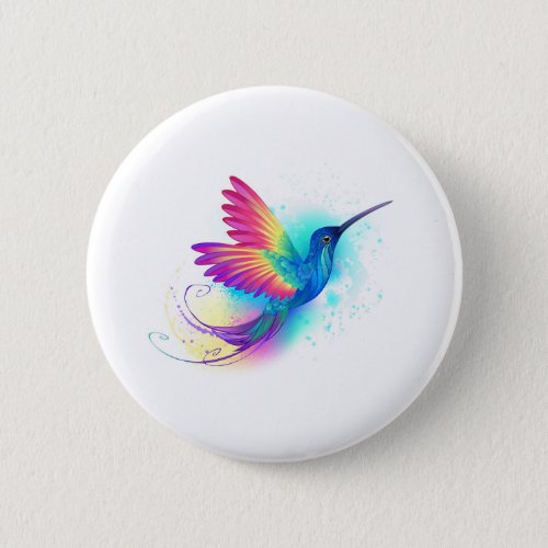 Exotic Rainbow Hummingbird Button