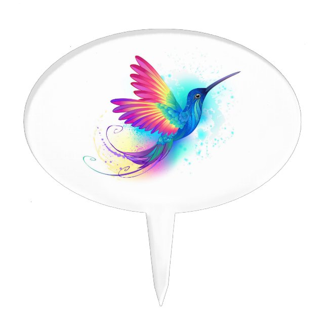 Exotic Rainbow Hummingbird Cake Topper (Front)