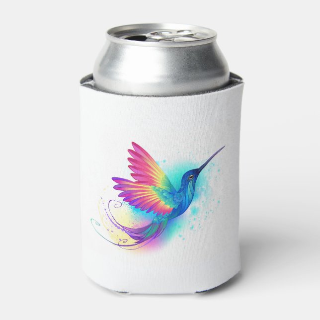 Exotic Rainbow Hummingbird Can Cooler (Can Front)