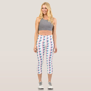 Exotic Rainbow Hummingbird Capri Leggings