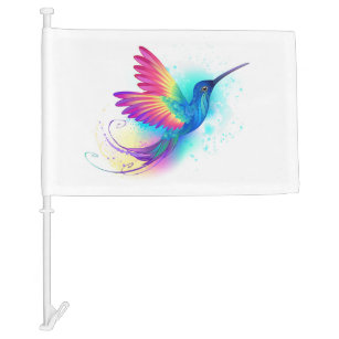 Exotic Rainbow Hummingbird Car Flag