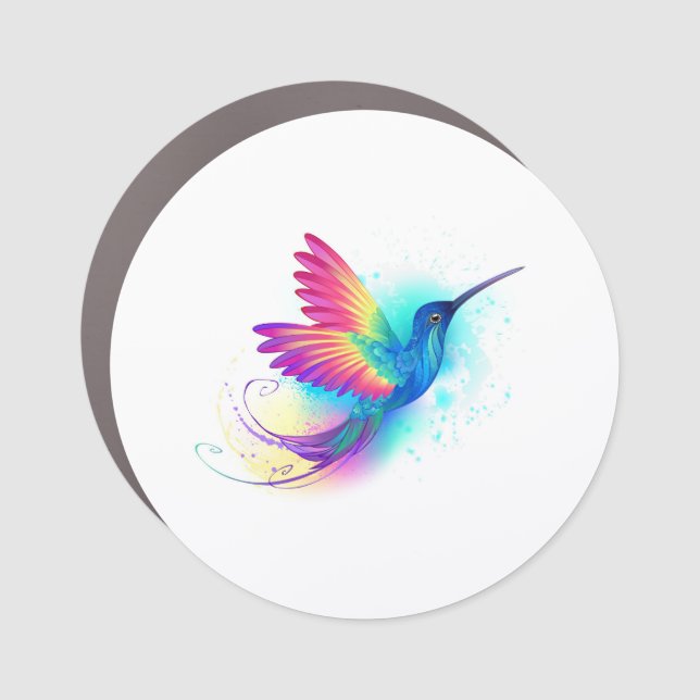 Exotic Rainbow Hummingbird Car Magnet (Front)