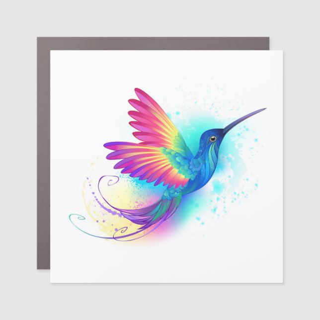 Exotic Rainbow Hummingbird Car Magnet (Front)