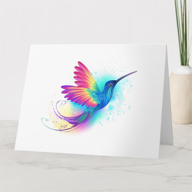 Exotic Rainbow Hummingbird Card (Front)