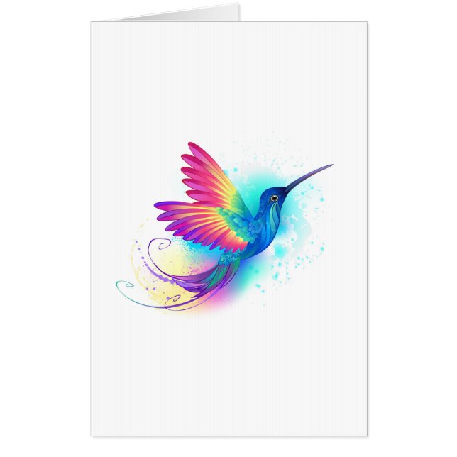 Exotic Rainbow Hummingbird Card (Front)