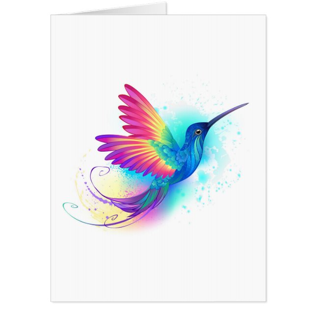 Exotic Rainbow Hummingbird Card (Front)