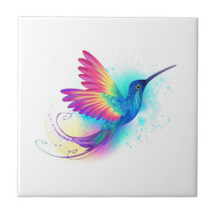 Exotic Rainbow Hummingbird Ceramic Tile
