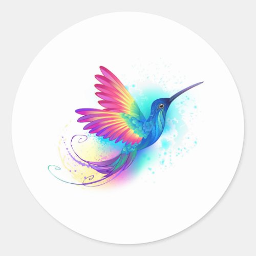 Exotic Rainbow Hummingbird Classic Round Sticker