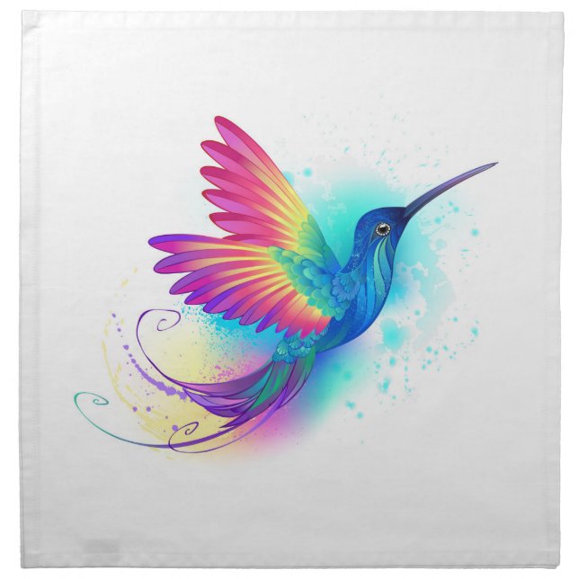 Exotic Rainbow Hummingbird Cloth Napkin (Front)