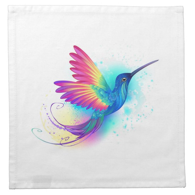 Exotic Rainbow Hummingbird Cloth Napkin (Front)