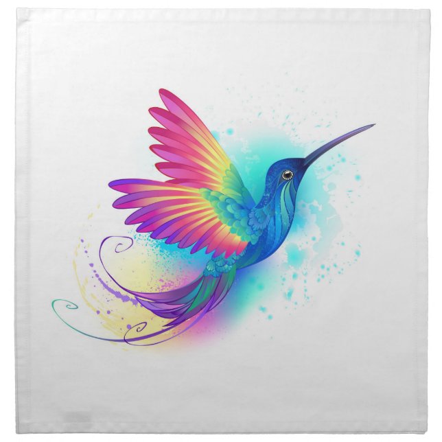 Exotic Rainbow Hummingbird Cloth Napkin (Front)