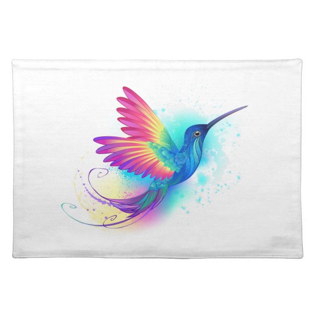 Exotic Rainbow Hummingbird Cloth Placemat (Front)