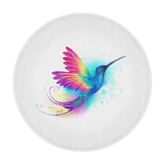 Exotic Rainbow Hummingbird Cutting Board (Front)