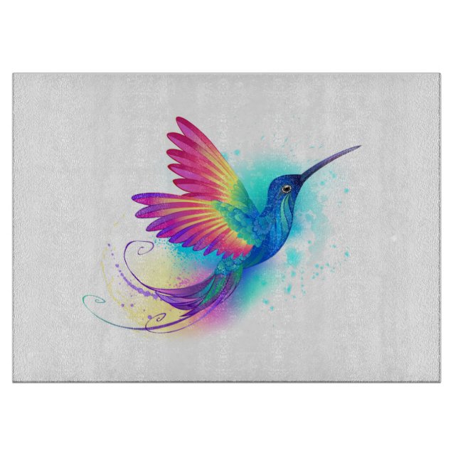 Exotic Rainbow Hummingbird Cutting Board (Front)