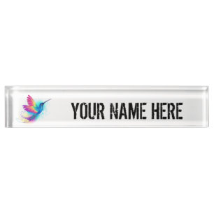 Exotic Rainbow Hummingbird Desk Name Plate