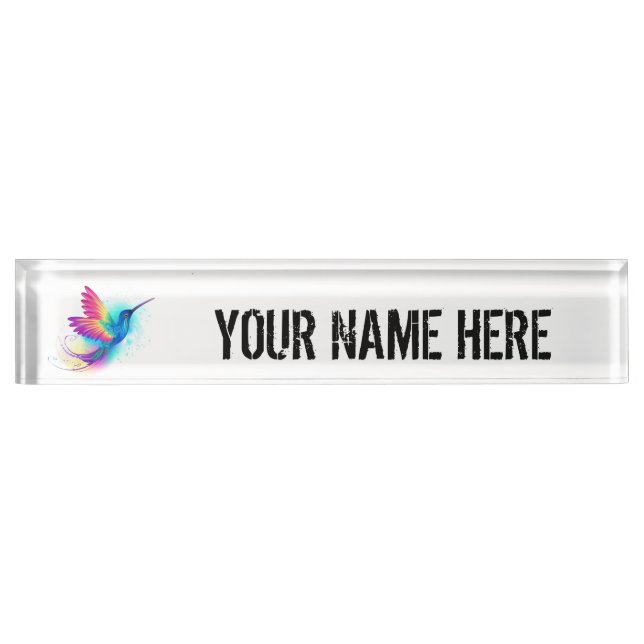 Exotic Rainbow Hummingbird Desk Name Plate (Front)