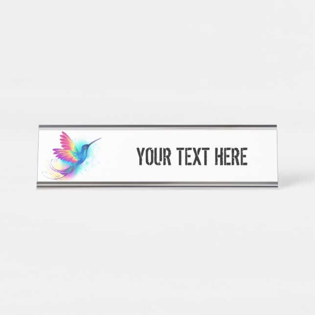 Exotic Rainbow Hummingbird Desk Name Plate (Front)