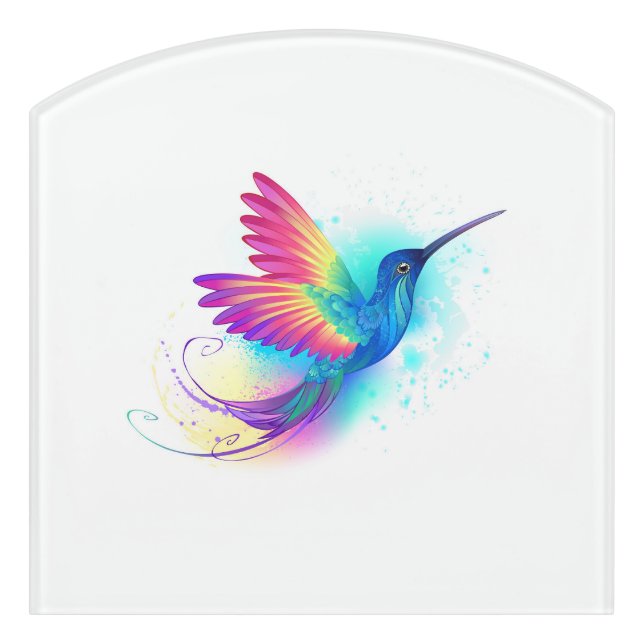 Exotic Rainbow Hummingbird Door Sign (Contour Front)