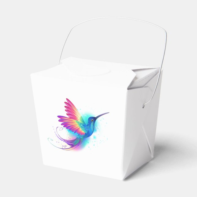 Exotic Rainbow Hummingbird Favor Boxes (Front Side)