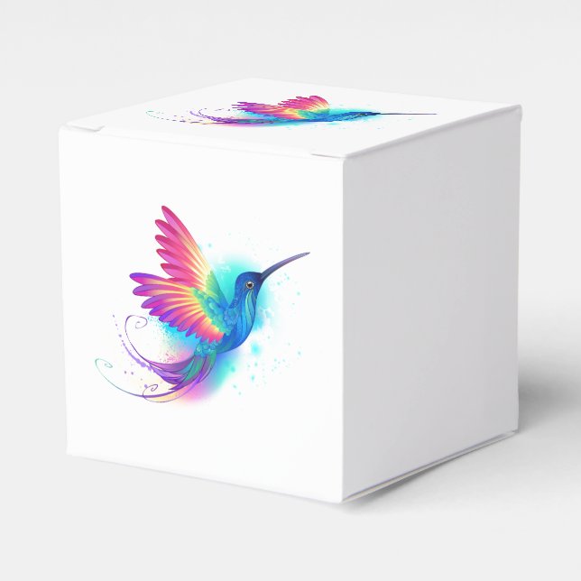 Exotic Rainbow Hummingbird Favor Boxes (Front Side)