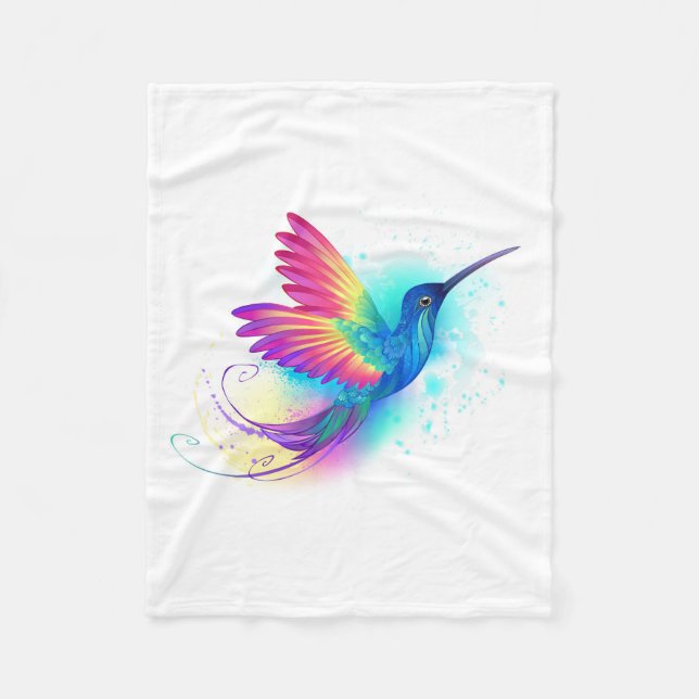 Exotic Rainbow Hummingbird Fleece Blanket (Front)
