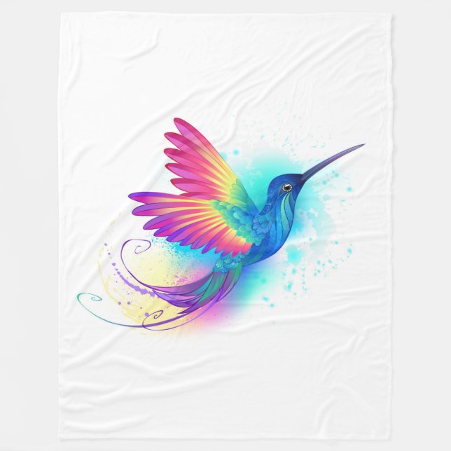 Exotic Rainbow Hummingbird Fleece Blanket (Front)