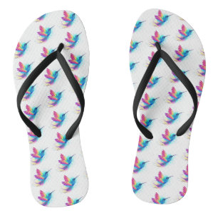 Exotic Rainbow Hummingbird Flip Flops