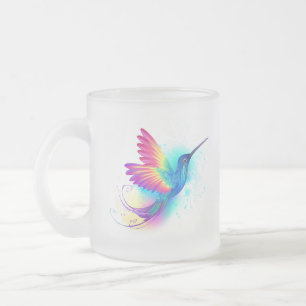 Exotic Rainbow Hummingbird Frosted Glass Coffee Mug