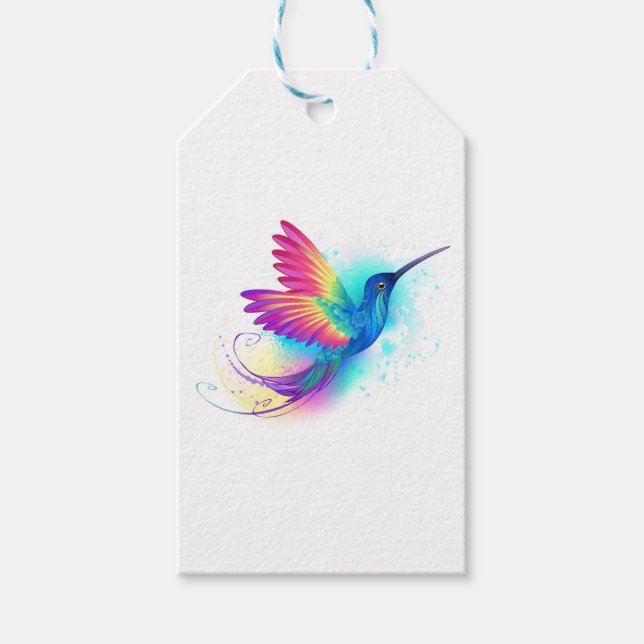 Exotic Rainbow Hummingbird Gift Tags (Front)