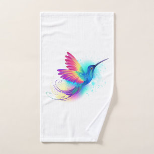 Exotic Rainbow Hummingbird Hand Towel