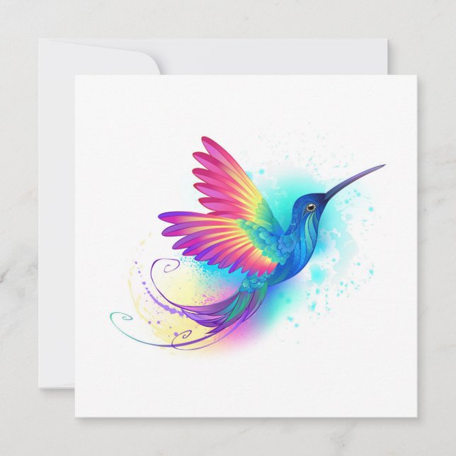 Exotic Rainbow Hummingbird Holiday Card (Front)