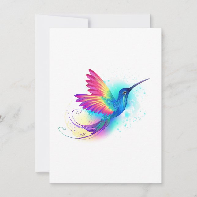 Exotic Rainbow Hummingbird Holiday Card (Front)
