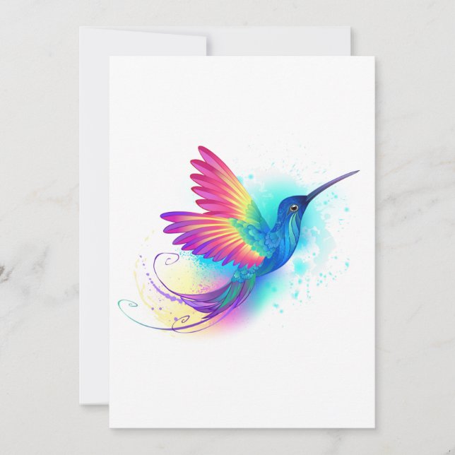 Exotic Rainbow Hummingbird Holiday Card (Front)