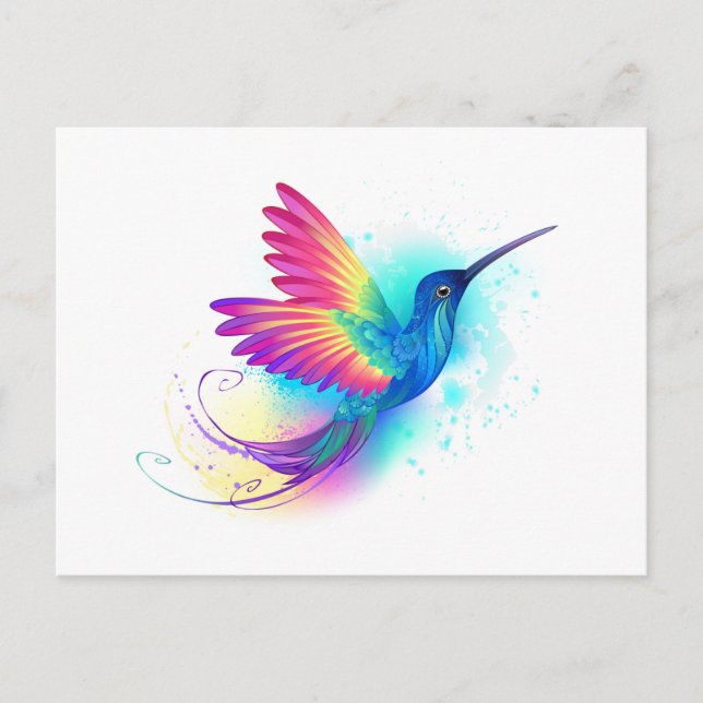 Exotic Rainbow Hummingbird Holiday Postcard (Front)