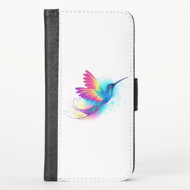 Exotic Rainbow Hummingbird iPhone Wallet Case (Front)